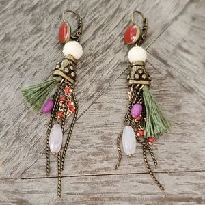Nature Beaded Tassel Earrings